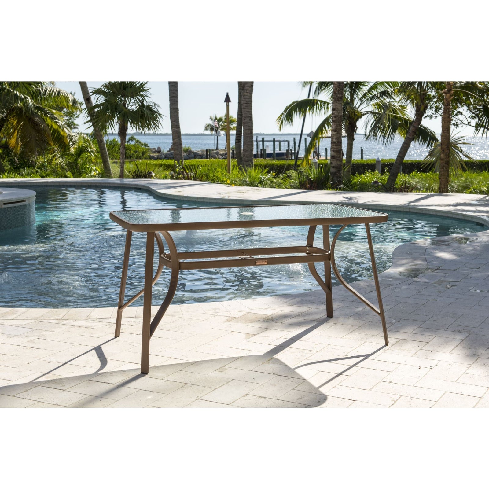 Panama Jack Cafe Rectangular Table with glass PJO-9001-ESP-RT - BetterPatio.com