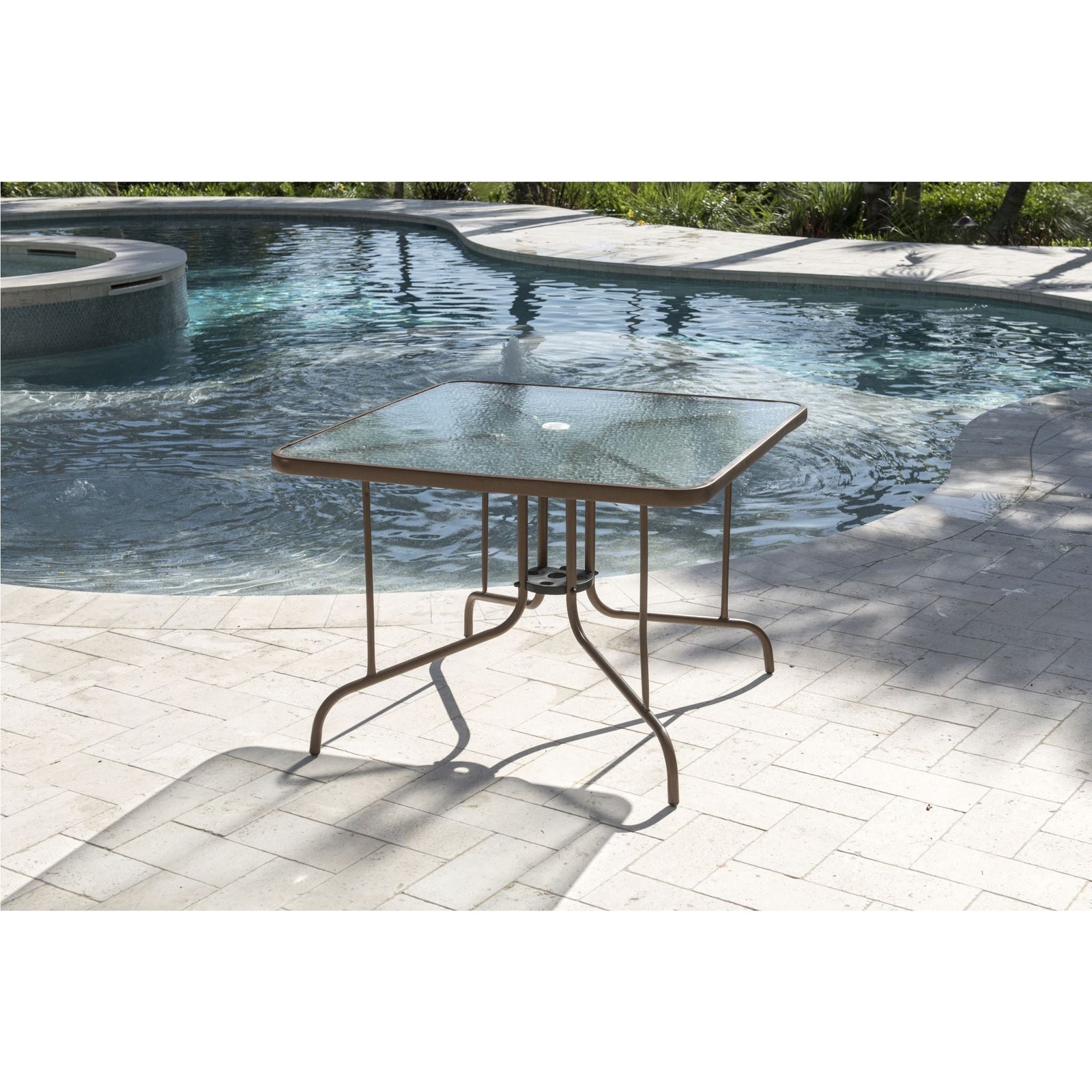 Panama Jack Cafe Square Dining Table with glass PJO-9001-ESP-SQ - BetterPatio.com