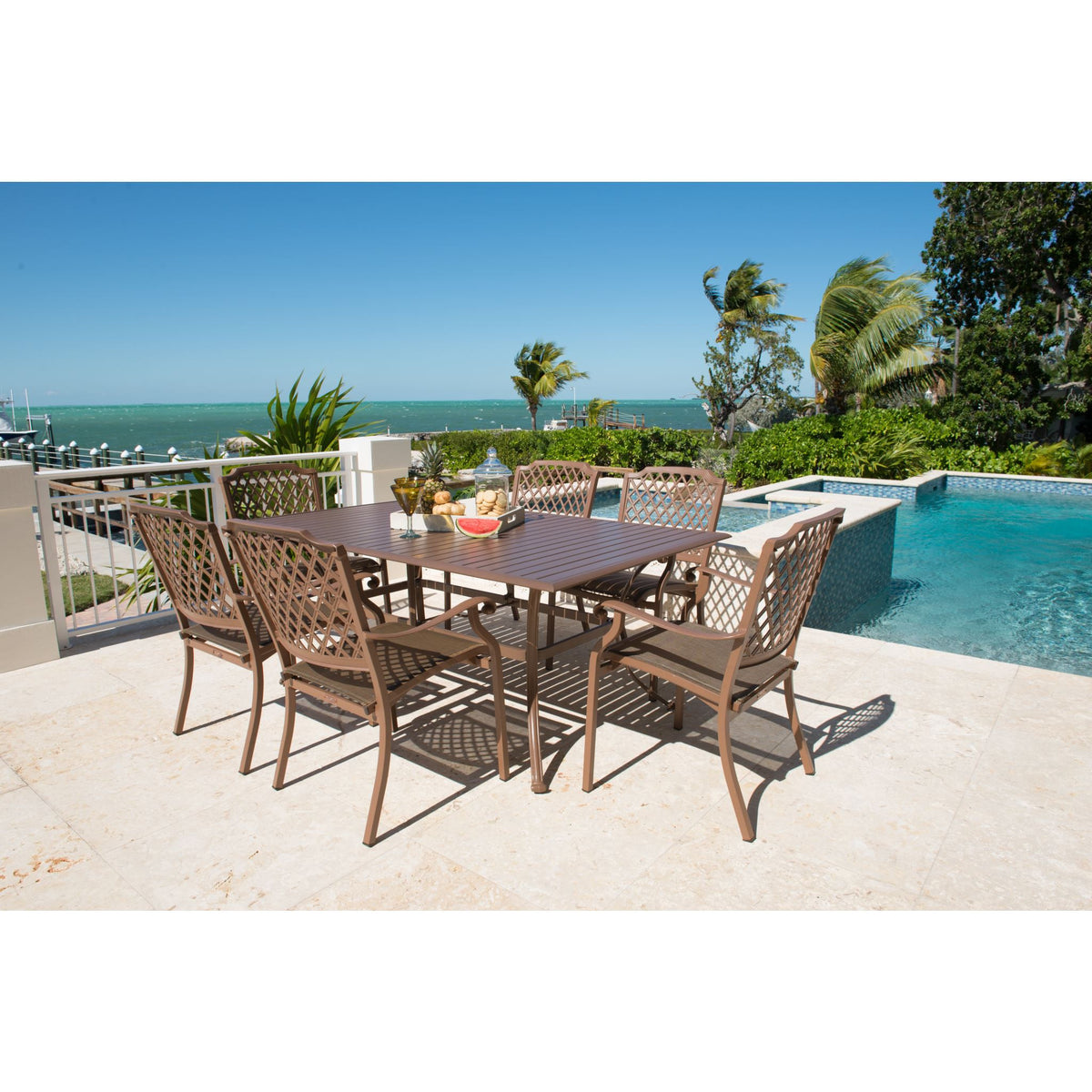 Panama Jack Island Breeze Aluminum Dining Table 60 inch x 36 inch PJO-1001-ESP-RT - BetterPatio.com