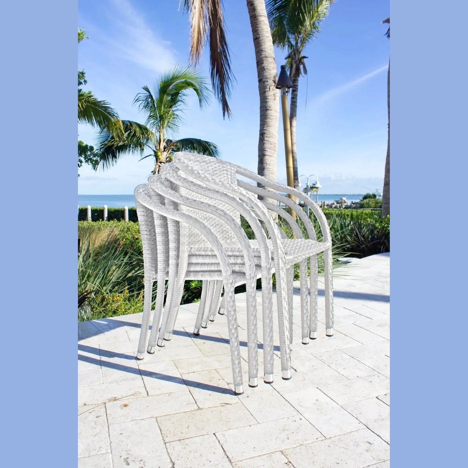Hospitality Rattan PatioAthens 5-Piece Armchair Dining Set with Cushions 895-1147-WW-5DA-CUSH/SU-705- BetterPatio.com