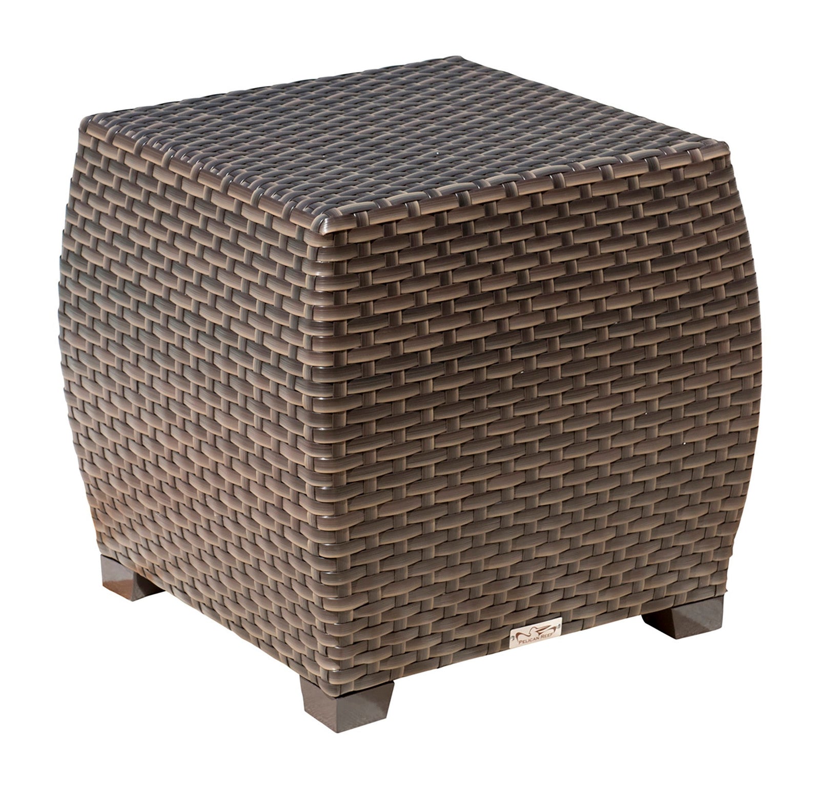 Hospitality Rattan PatioFiji End Table with Glass 901-1347-ATQ-ET-GL- BetterPatio.com