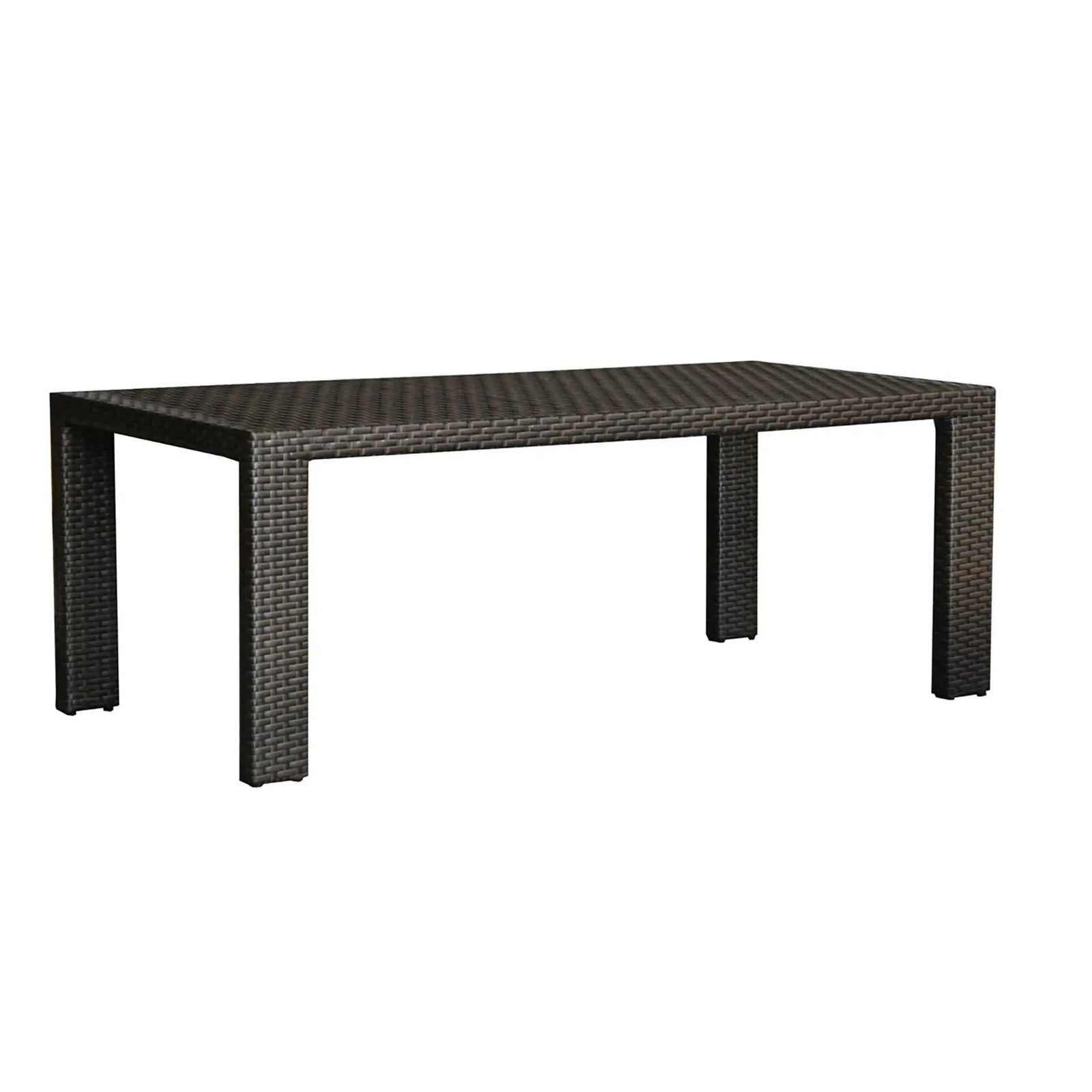 Hospitality Rattan PatioFiji Rectangular Woven Dining Table with Glass 901-3347-ATQ-RT-GL- BetterPatio.com