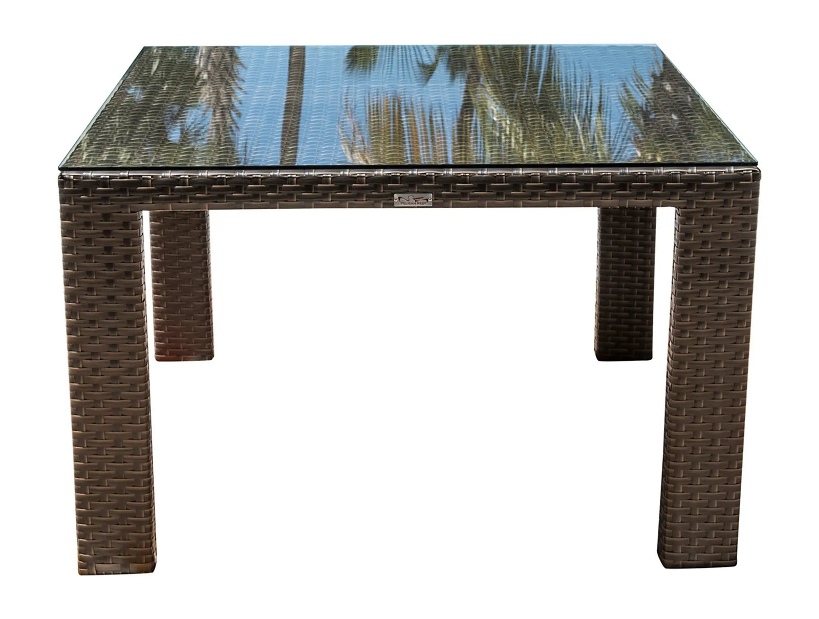 Hospitality Rattan PatioFiji Square Woven Dining Table with Glass 901-3347-ATQ-ST-GL- BetterPatio.com