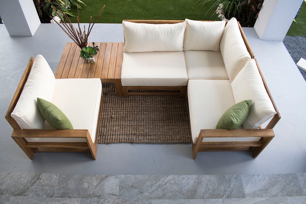 Hospitality Rattan PatioGrand Cay 5-Piece Modular Sectional 619-1266-NAT/SU-705- BetterPatio.com