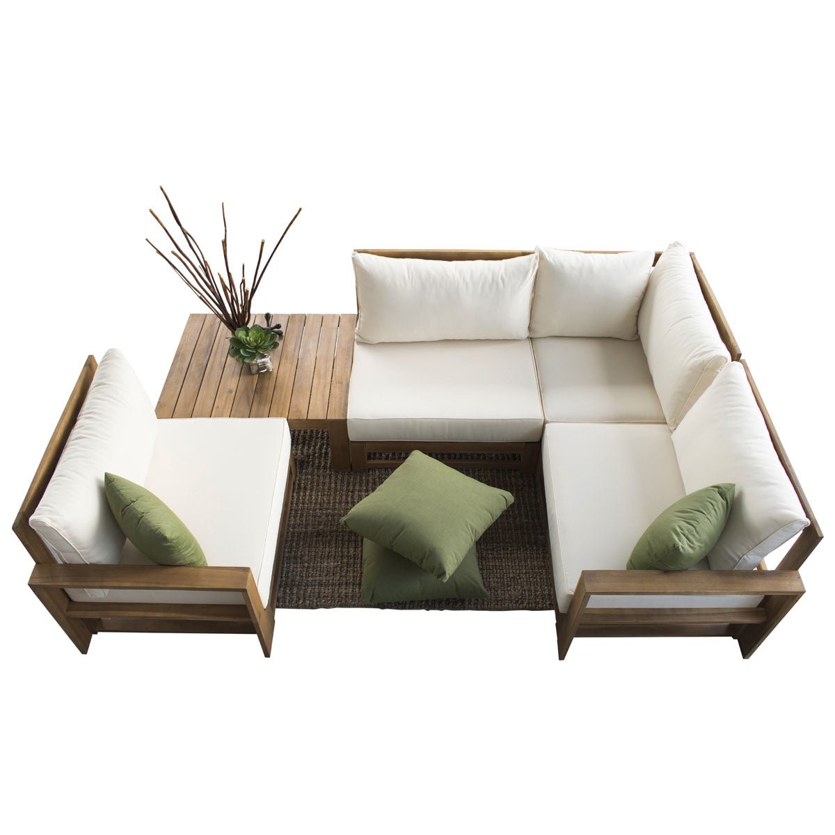 Hospitality Rattan PatioGrand Cay 5-Piece Modular Sectional 619-1266-NAT/SU-705- BetterPatio.com