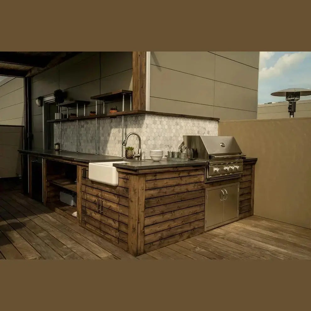 Summerset Alturi 30 ALT30T - Industrial wooden pool deck outdoor grill setup