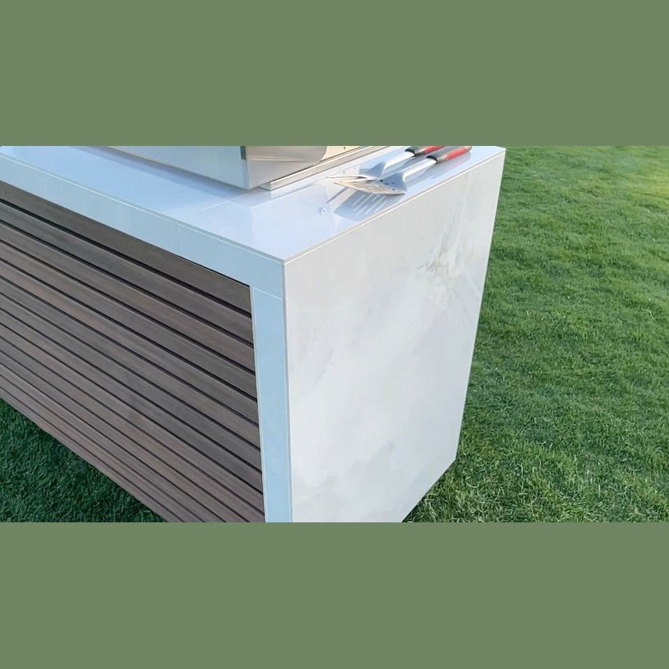 KoKoMo GrillsKokomo Grills 7 Foot Outdoor Kitchen with Grill, Fridge, Shiplap and Waterfall Edge Countertops KOK-SHIP-7FT- BetterPatio.com