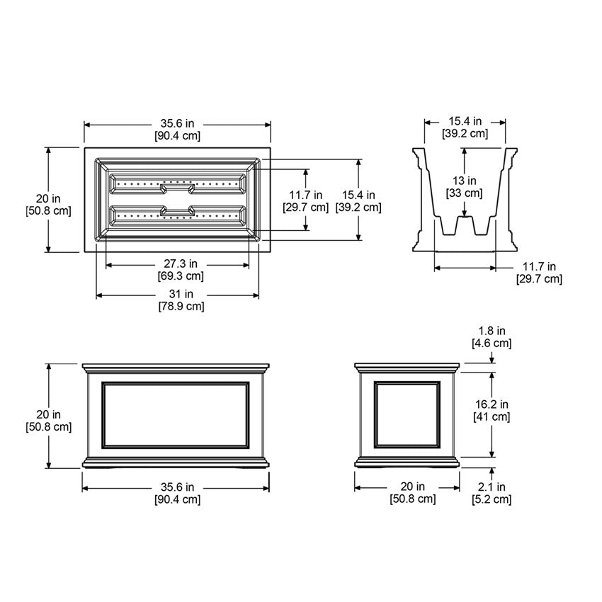 MayneMayne Fairfield 20x36 Rectangle Planter 5826 5826-B- BetterPatio.com