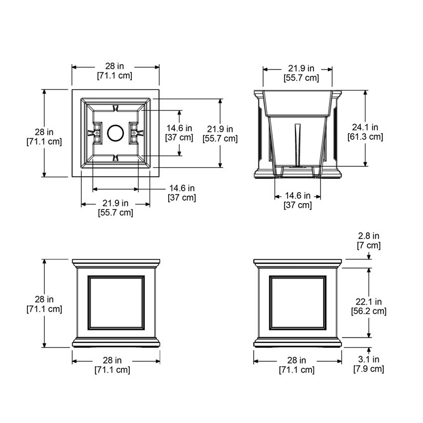MayneMayne Fairfield 28in Square Planter 8800 8800-B- BetterPatio.com