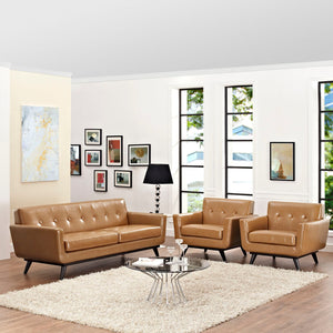 ModwayModway Engage 3 Piece Leather Living Room Set EEI-1763 EEI-1763-TAN-SET- BetterPatio.com
