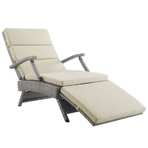 ModwayModway Envisage Chaise Outdoor Patio Wicker Rattan Lounge Chair EEI-2301 EEI-2301-LGR-BEI- BetterPatio.com