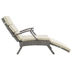 ModwayModway Envisage Chaise Outdoor Patio Wicker Rattan Lounge Chair EEI-2301 EEI-2301-LGR-BEI- BetterPatio.com