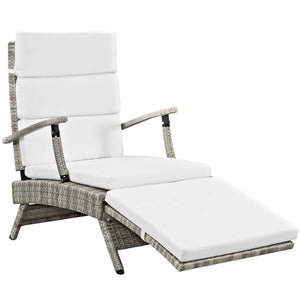 ModwayModway Envisage Chaise Outdoor Patio Wicker Rattan Lounge Chair EEI-2301 EEI-2301-LGR-WHI- BetterPatio.com
