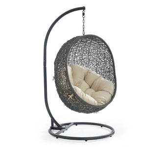 ModwayModway Hide Outdoor Patio Sunbrella Swing Chair With Stand EEI-3929 EEI-3929-GRY-BEI- BetterPatio.com
