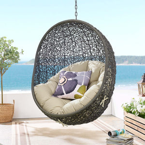 ModwayModway Hide Sunbrella Fabric Swing Outdoor Patio Lounge Chair Without Stand EEI-3634 EEI-3634-GRY-BEI- BetterPatio.com