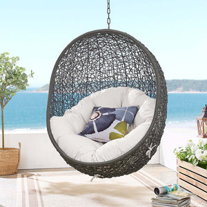 ModwayModway Hide Sunbrella Fabric Swing Outdoor Patio Lounge Chair Without Stand EEI-3634 EEI-3634-GRY-WHI- BetterPatio.com