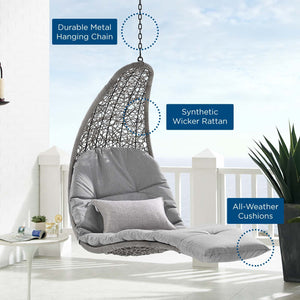 ModwayModway Landscape Outdoor Patio Hanging Chaise Lounge Outdoor Patio Swing Chair EEI-4589 EEI-4589-LGR-GRY- BetterPatio.com