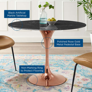 ModwayModway Lippa 42" Oval Artificial Marble Dining Table EEI-5259 EEI-5259-ROS-BLK- BetterPatio.com