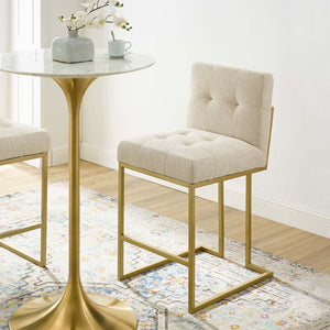 ModwayModway Privy Gold Stainless Steel Upholstered Fabric Counter Stool EEI-3852 EEI-3852-GLD-BEI- BetterPatio.com