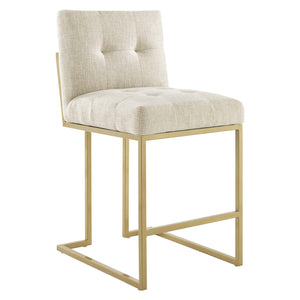 ModwayModway Privy Gold Stainless Steel Upholstered Fabric Counter Stool EEI-3852 EEI-3852-GLD-BEI- BetterPatio.com