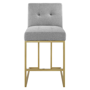 ModwayModway Privy Gold Stainless Steel Upholstered Fabric Counter Stool EEI-3852 EEI-3852-GLD-LGR- BetterPatio.com