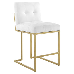 ModwayModway Privy Gold Stainless Steel Upholstered Fabric Counter Stool EEI-3852 EEI-3852-GLD-WHI- BetterPatio.com