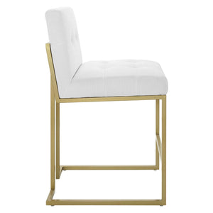 ModwayModway Privy Gold Stainless Steel Upholstered Fabric Counter Stool EEI-3852 EEI-3852-GLD-WHI- BetterPatio.com