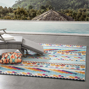ModwayModway Reflect Cadhla Vintage Abstract Geometric Lattice 5x8 Indoor and Outdoor Area Rug R-1182-58 R-1182A-58- BetterPatio.com
