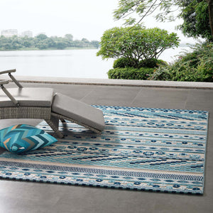 ModwayModway Reflect Cadhla Vintage Abstract Geometric Lattice 5x8 Indoor and Outdoor Area Rug R-1182-58 R-1182B-58- BetterPatio.com