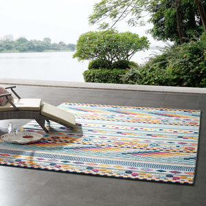 ModwayModway Reflect Cadhla Vintage Abstract Geometric Lattice 8x10 Indoor and Outdoor Area Rug R-1182-810 R-1182A-810- BetterPatio.com