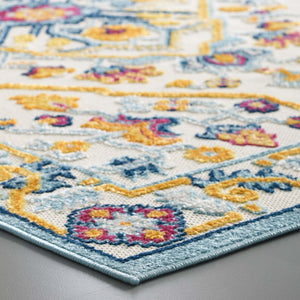 ModwayModway Reflect Freesia Distressed Floral Persian Medallion 5x8 Indoor and Outdoor Area Rug R-1184-58 R-1184A-58- BetterPatio.com