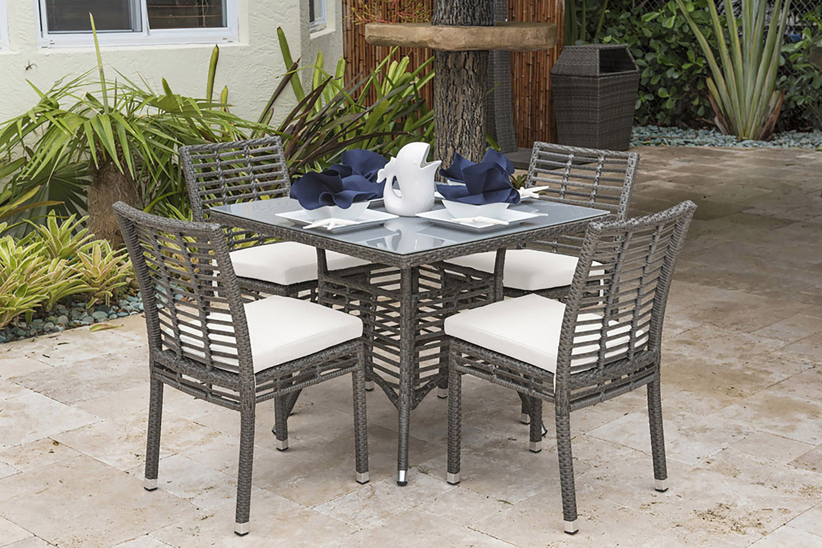 Panama Jack Graphite Stackable Side Chair w/cushion PJO-1601-GRY-SC-CUSH - BetterPatio.com