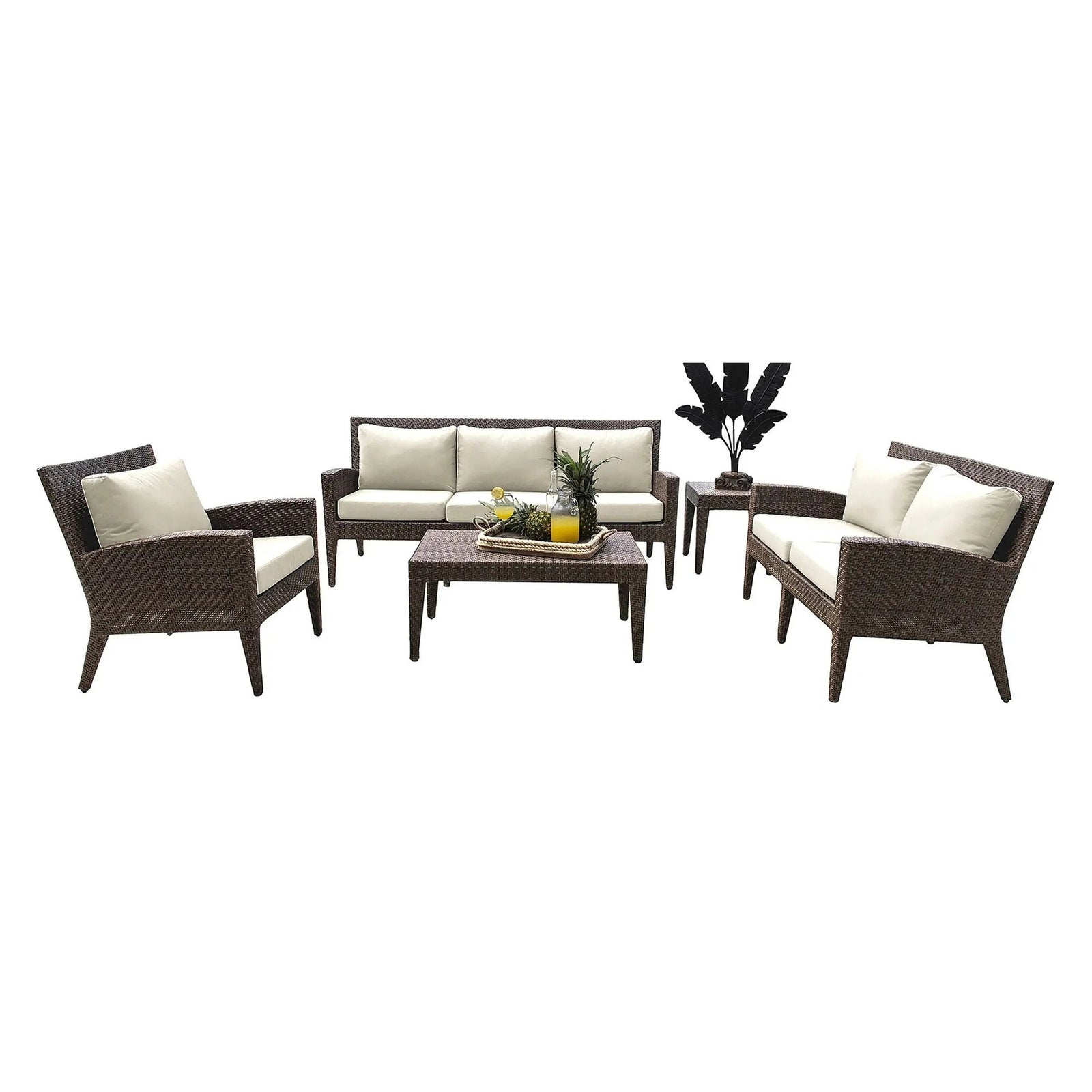 Panama Jack Oasis 5 PC Seating Set w/cushions PJO-2201-JBP-5PC-GLASS - BetterPatio.com