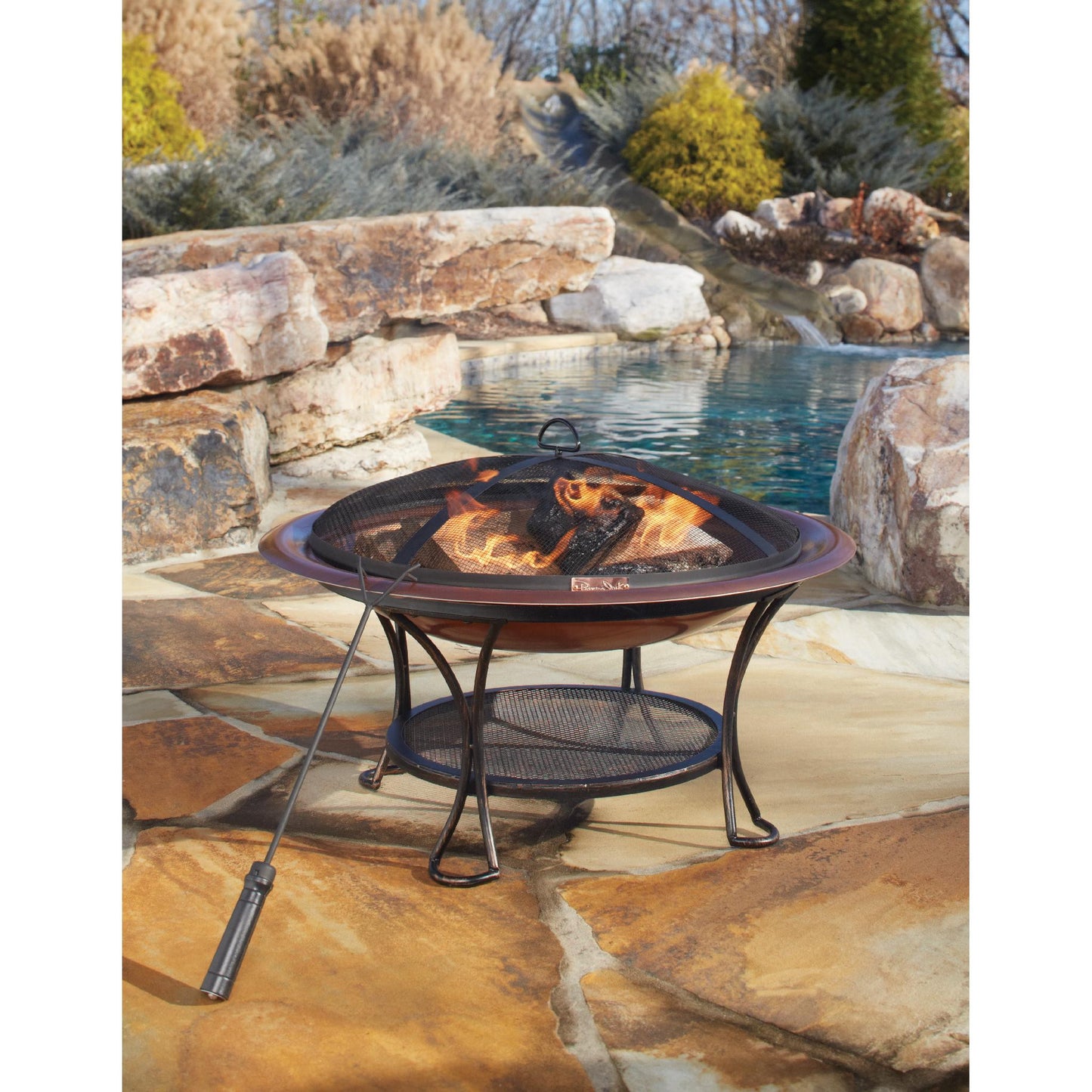 Panama Jack Round 30" Copper Plated Fire Pit in Black Finish PJO-5001-FP1 - BetterPatio.com