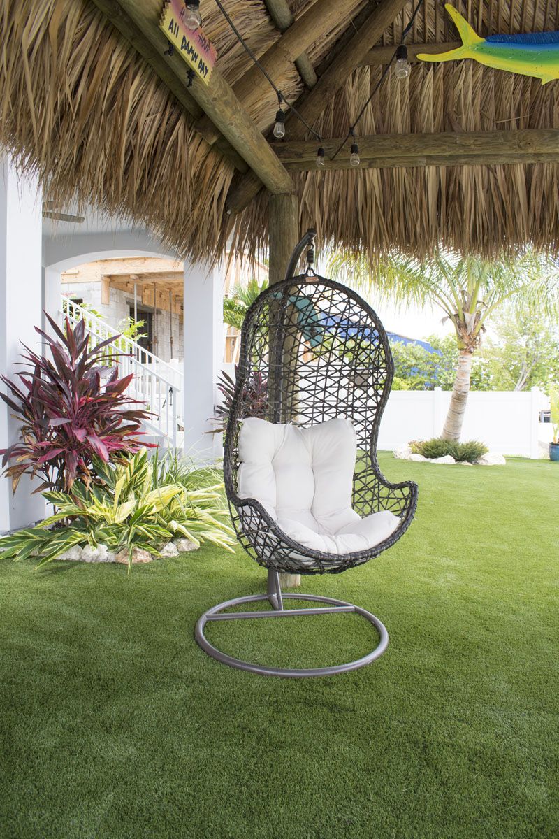 Panama Jack Hanging Chair with Metal Stand & Cushions PJO-9001-GB-HC - BetterPatio.com