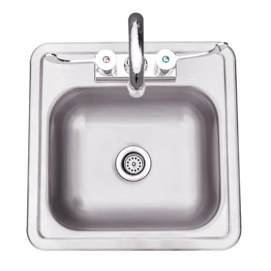 Summerset 15x15 inch Stainless Steel Drop In Sink and Hot and Cold Faucet SSNK-15D - BetterPatio.com