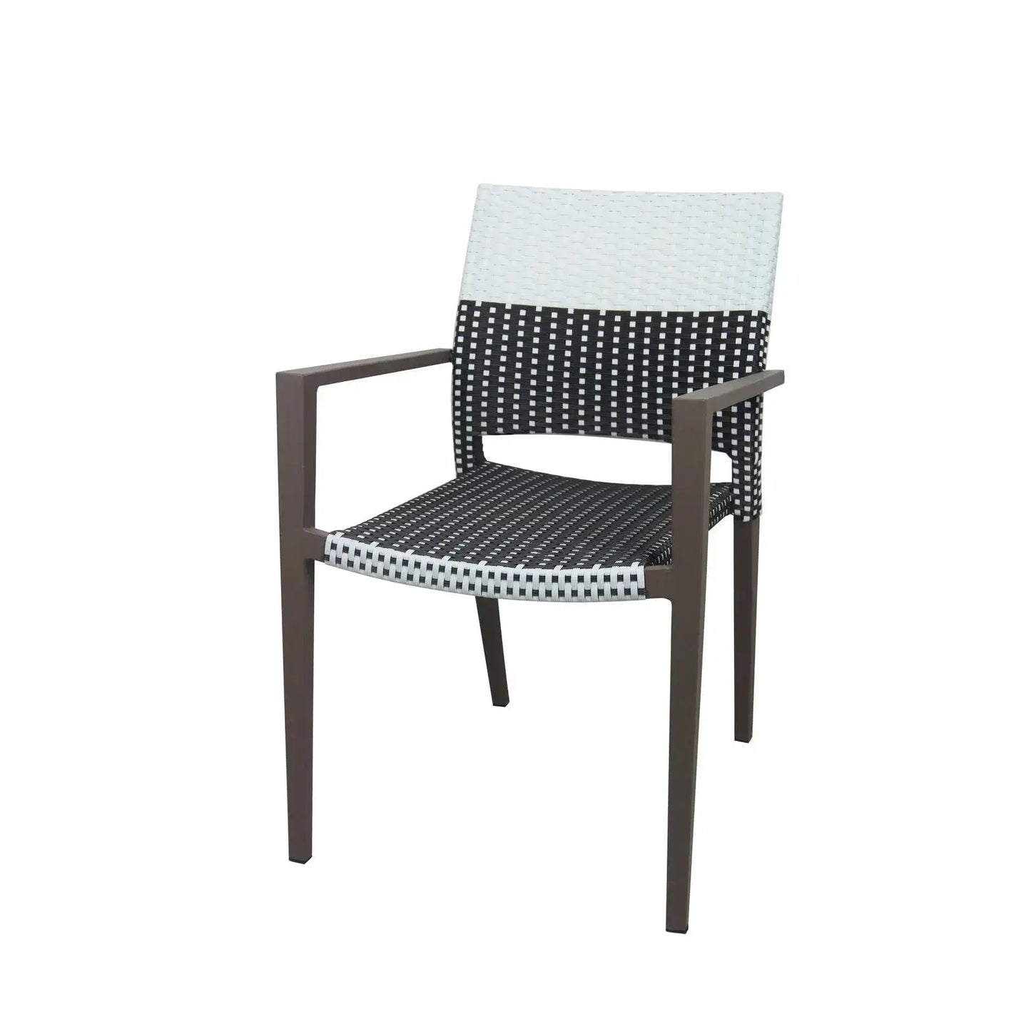 Source Chloe Dining Arm Chair Espresso & White Wicker SC-2207-163-E&W-ESP - BetterPatio.com