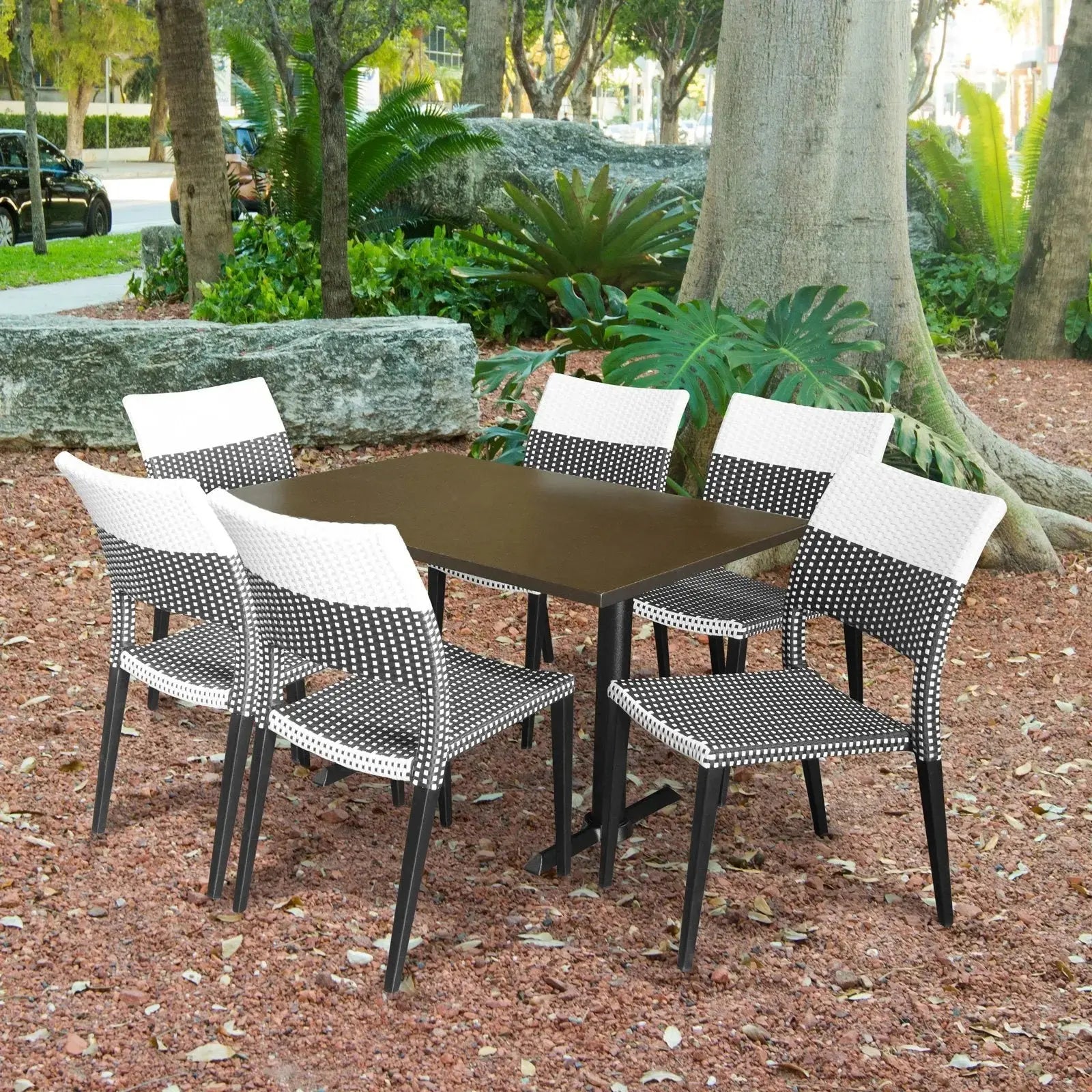 Source Chloe Dining Side Chair Espresso & White Wicker SC-2207-162-E&W-ESP - BetterPatio.com