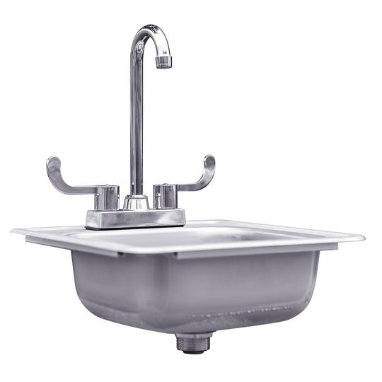 Summerset 15x15 inch Stainless Steel Drop In Sink and Hot and Cold Faucet SSNK-15D - BetterPatio.com