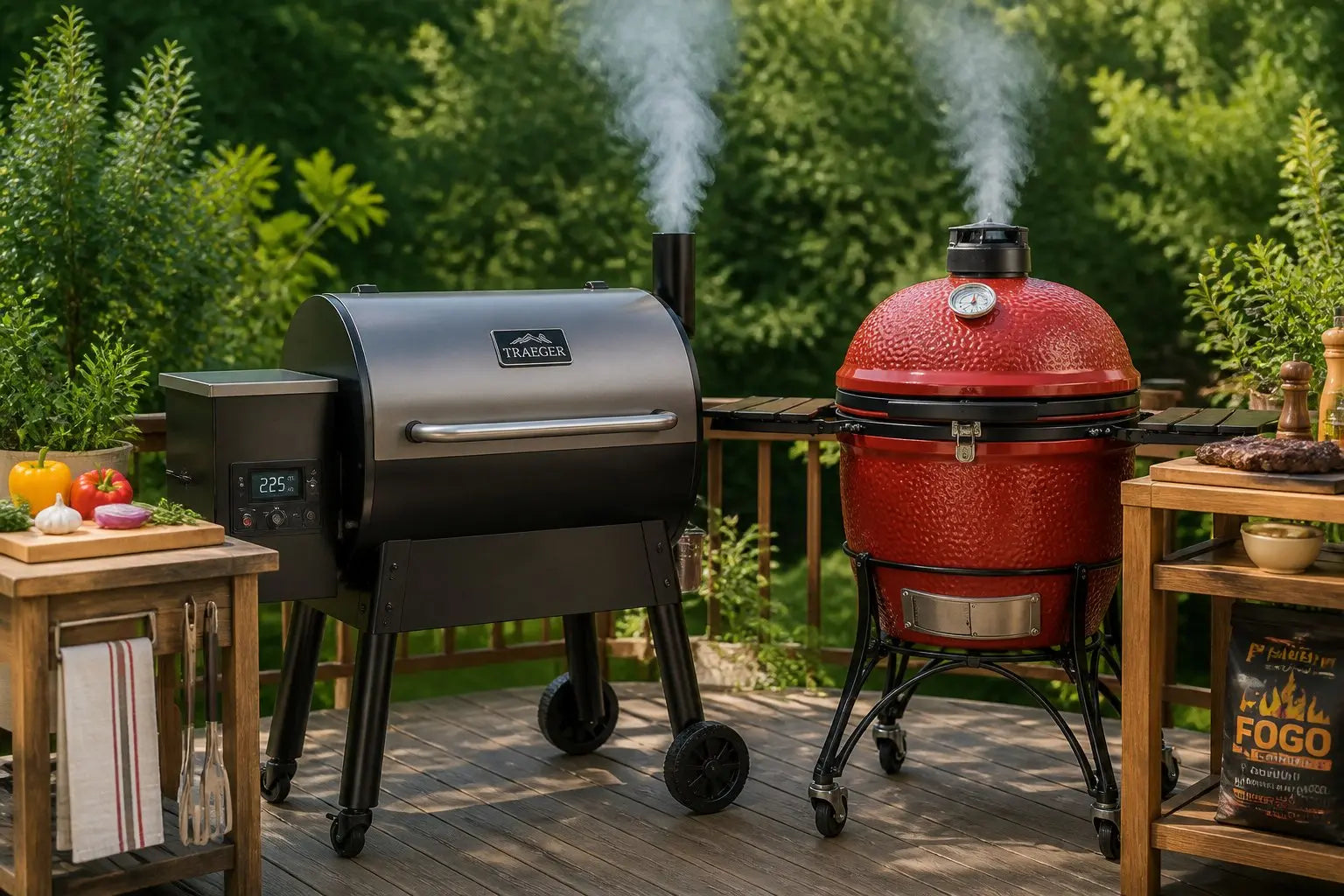 Pellet Smoker vs Kamado Grill for Outdoor Kitchens