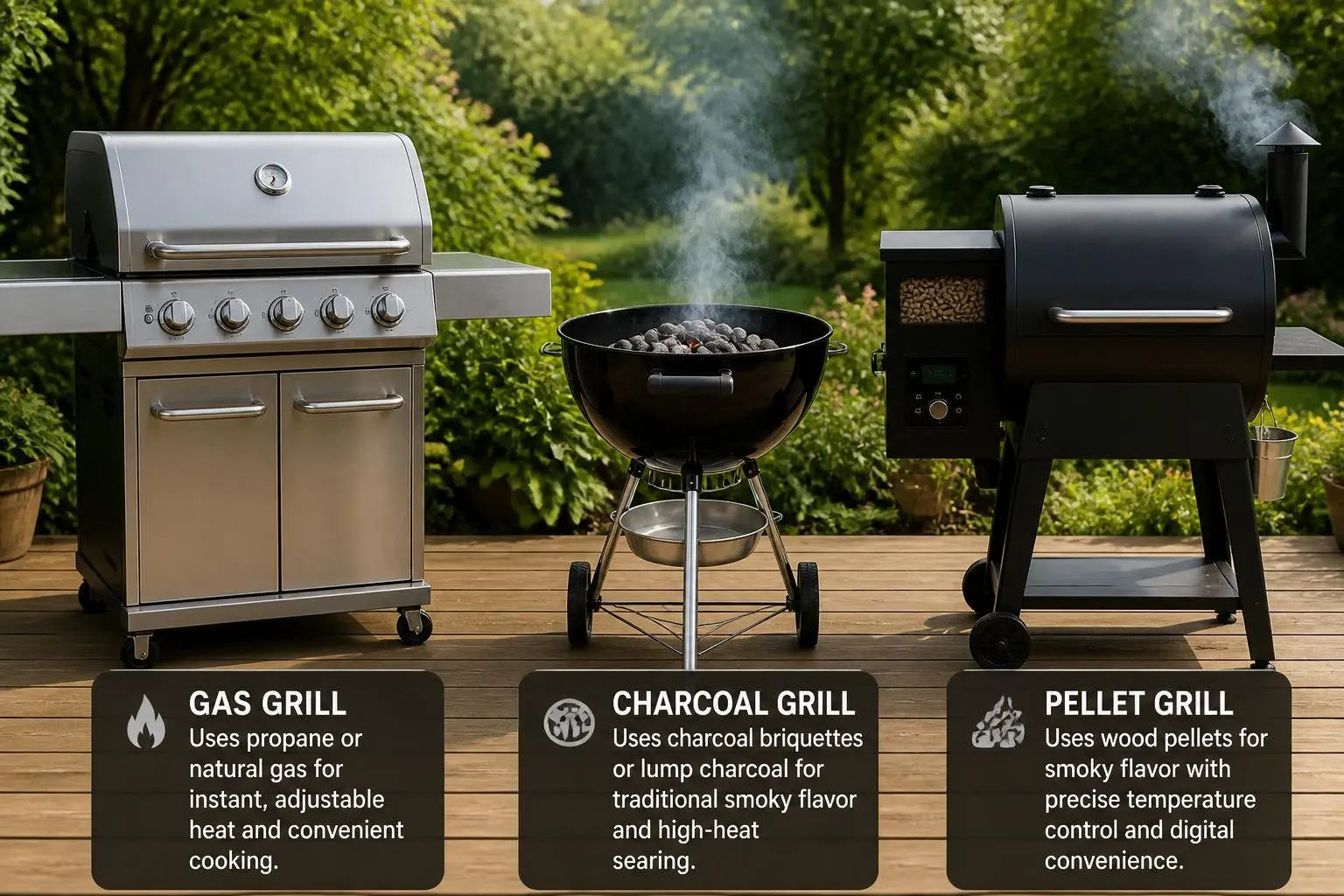 Gas vs. Charcoal vs. Pellet Grills for Built-Ins