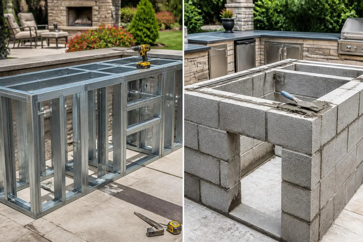 build outdoor kitchen frame