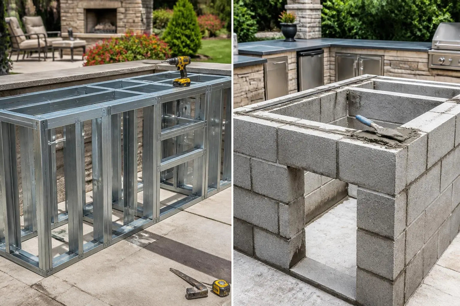 build outdoor kitchen frame