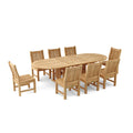 Sahara 9-Piece Teak Oval Dining Set with Extension Table & Side Chairs
