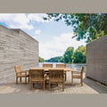 Bahama Sahara Armchair 7-Piece 87" Oval Dining Set - Extendable Teak Table with Sunbrella Cushions