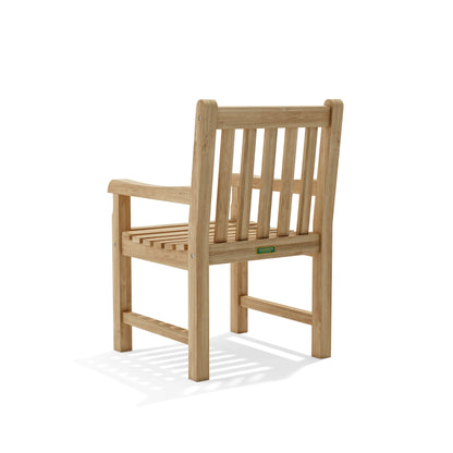 Wooden chair with armrests on a white background