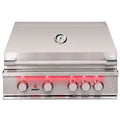 TrueFlame 32-Inch Built-In Gas Grill with Backlit LED Front Panel, Multi-Position Hood and Rotisserie Kit, Natural Gas or Liquid Propane - TF32