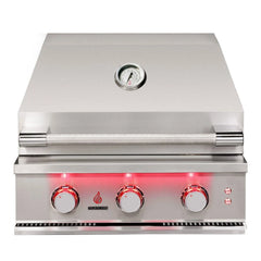 TrueFlame 25-Inch Built-In Gas Grill with Backlit LED Front Panel, Multi-Position Hood, Natural Gas or Liquid Propane