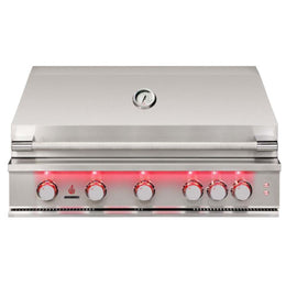TrueFlame 40-Inch Built-In Gas Grill with Backlit LED Front Panel, Multi-Position Hood and Rotisserie Kit, Natural Gas or Liquid Propane - TF40