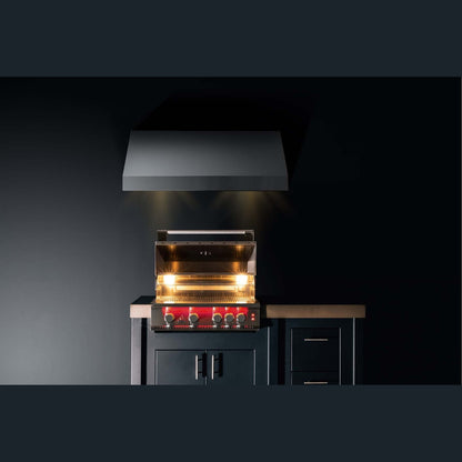 TrueFlame 40-Inch Built-In Gas Grill TF40 - built-in with vent hood installation view